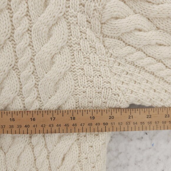 NWT ARAN Super Soft Merino Wool 3-Button Cardigan Asymmetrical Cable Knit XL - Picture 10 of 14